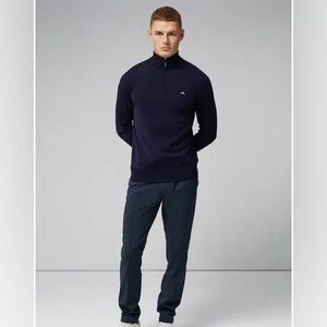 Men's J Lindeberg Kian Navy Merino Wool 1/4 Zip Sweater Size small